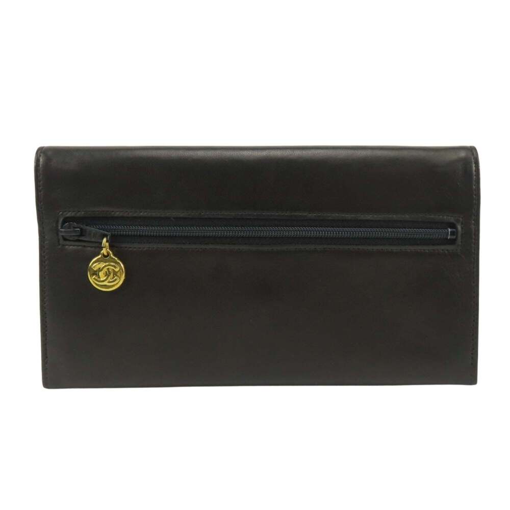 CHANEL Black Lambskin Leather Logo Wallet - Picture 3 of 16